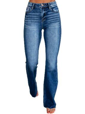 High-Rise Flare Stretch Denim Jeans - Stylish & Comfortable Fit, Size 7/28